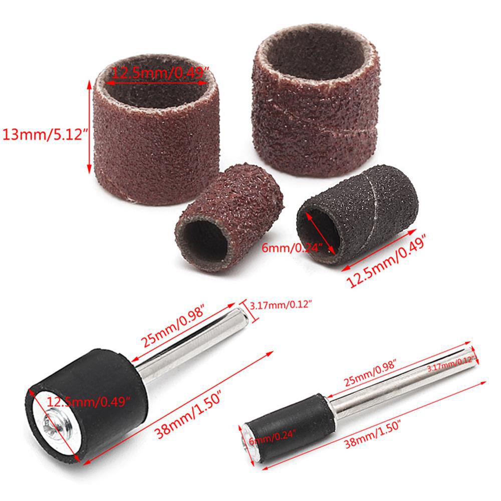 104PCS Sanding Drums Kit Sanding Band Sand Mandrels 80/120 Grit Sanding Flap Wheel for Dremel Nail Drill Rotary Abrasive Tools