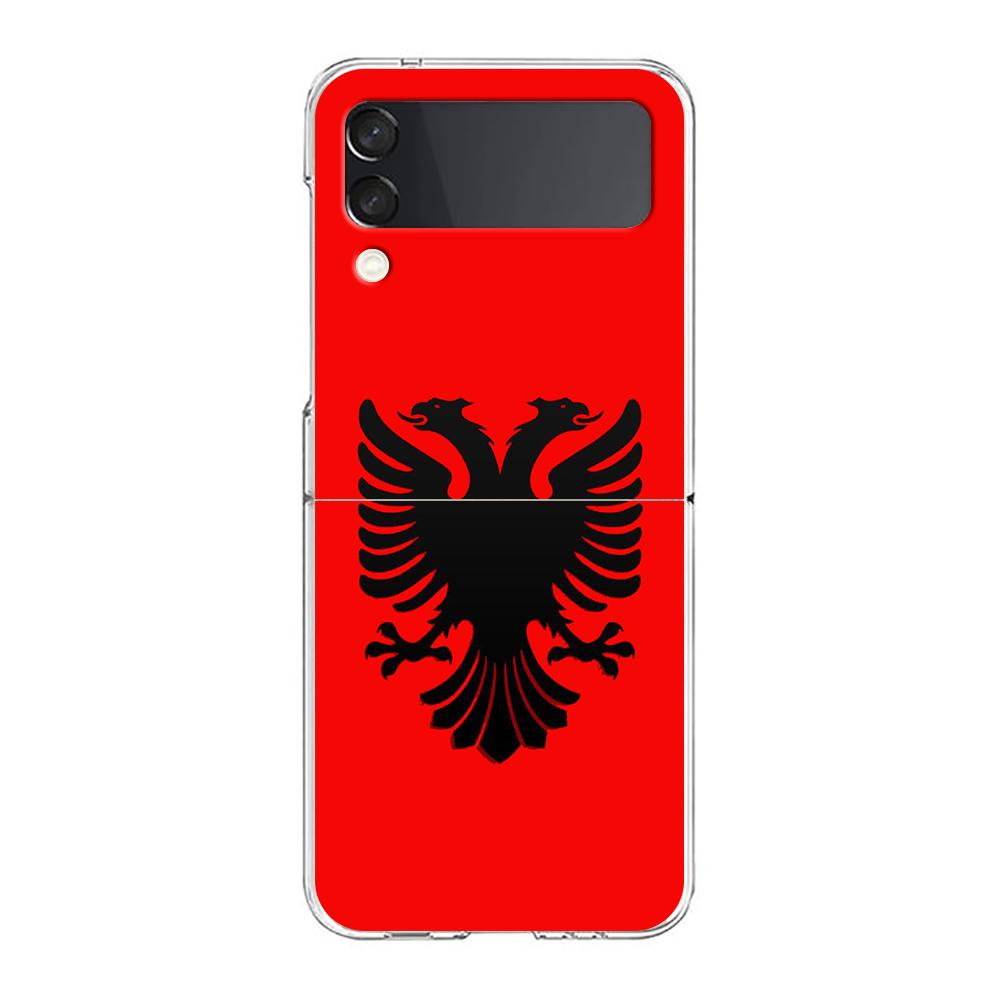 Etui na telefon Samsung Galaxy Z Flip 3 4 5 Przezroczyste składane Twarda PC powłoka Dla Galaxy Z Flip 3 5 Przezroczyste etui flaga Albanii