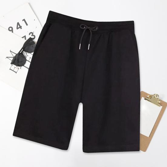 Mid-Rise Elastic Waistband Drawstring Pockets Men Shorts Outdoor Fitness Ice Silk Short Pants