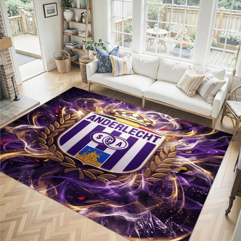 Tappeto in Velluto Cristallo Design Anderlecht FC Accogliente Non?Tappeto Stampato Antiscivolo per Camera da Letto Soggiorno Ingresso