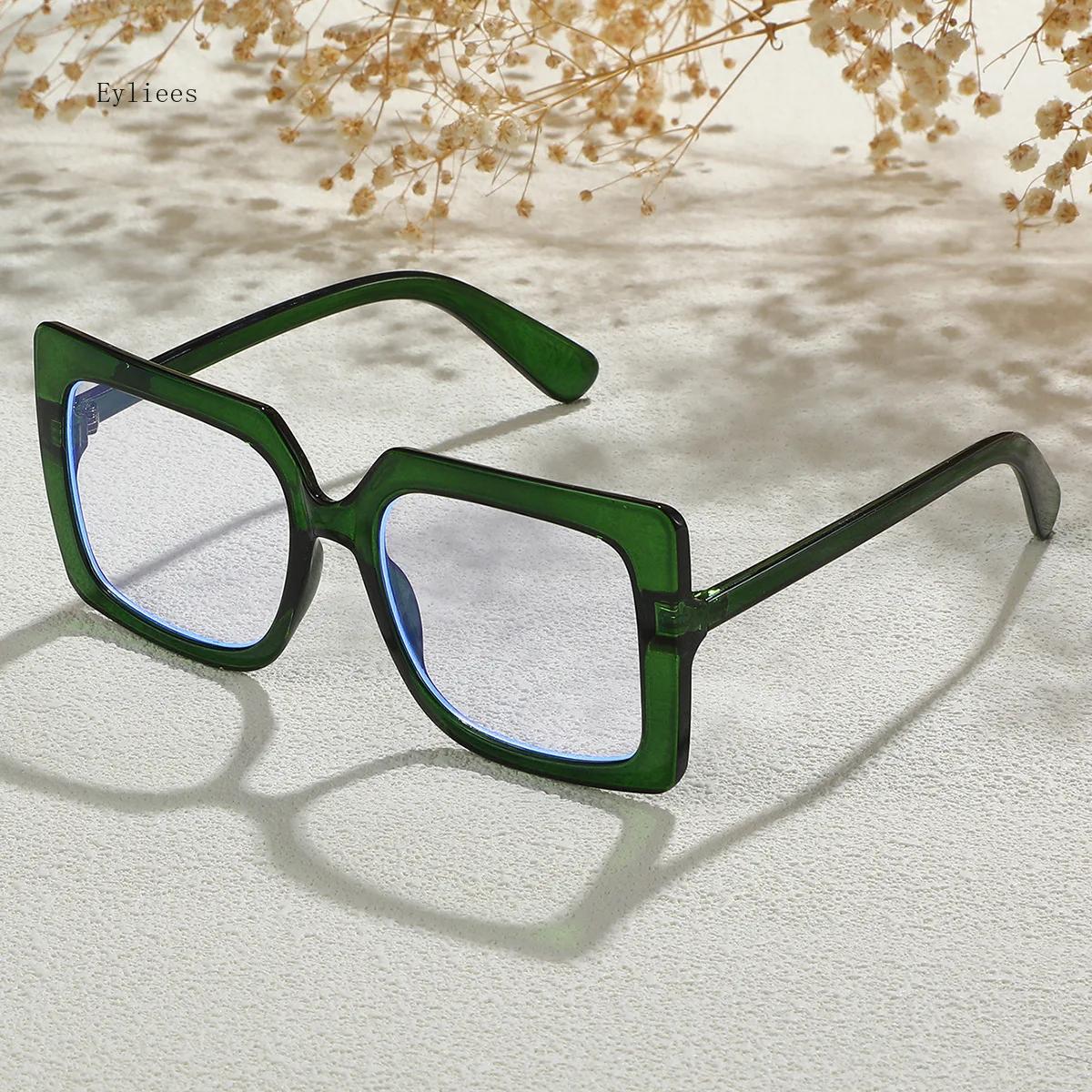

Vintage Oversized Square Eyeglasses Frames Thick Big Clear Lens Anti- Blue-Ray for Female And Male Phone Protection