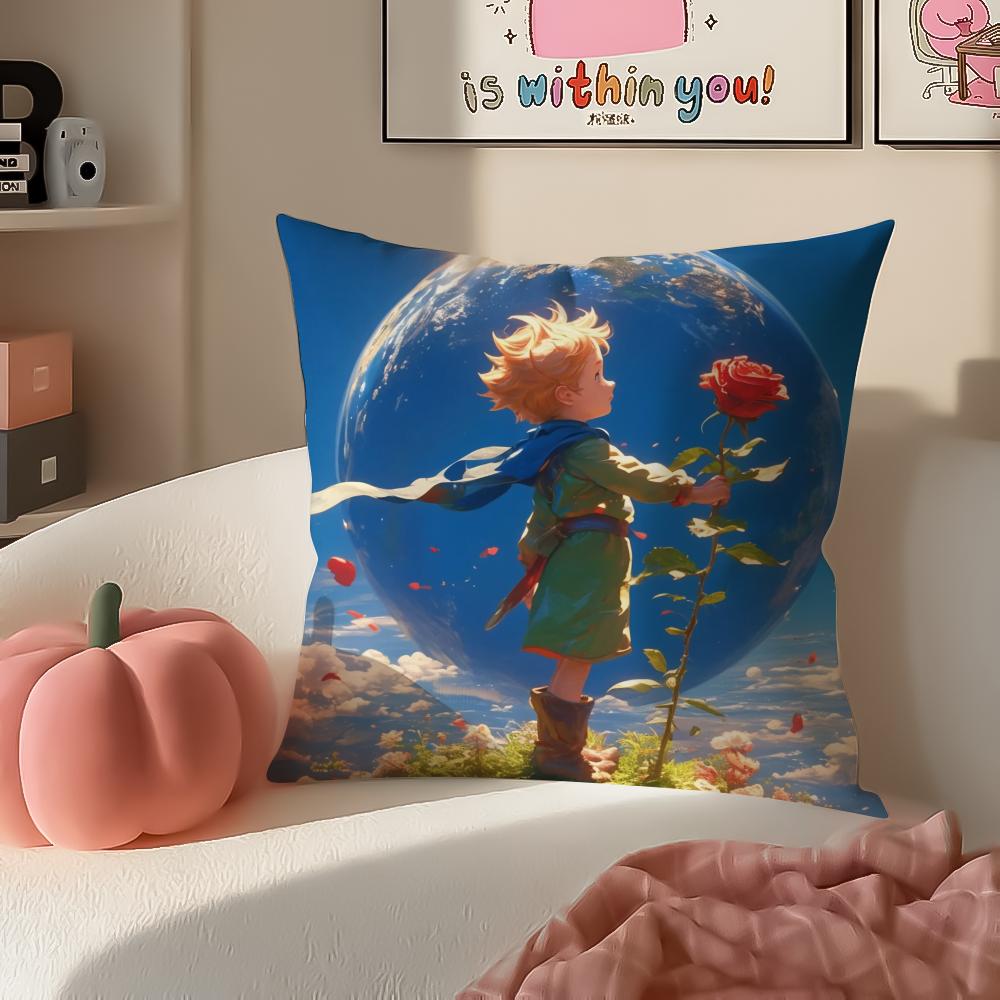 Classic French Literary IP Anime LLittle Prince Cushion Cover Pillowcase Short Plush Invisible zipper Room Sofa Cushion Cover