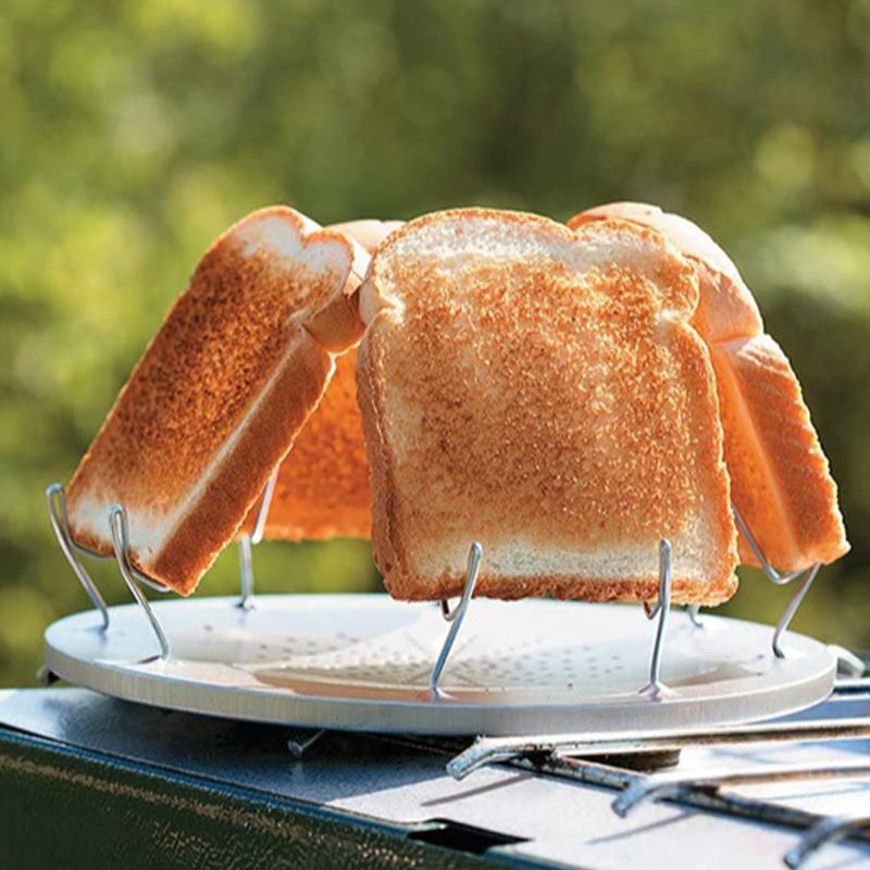 Einfacher Tragbarer Edelstahl Toastständer Outdoor Camping Toaster Faltbarer Tragbarer Grill Mehrzweck Kocher Grill Hohe Qualität