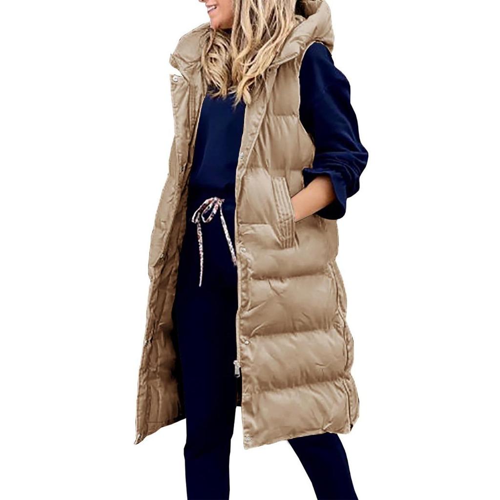 Damen Herbst und Winter Temperament ärmellose Strickjacke mittellange Baumwollweste Weste Mantel