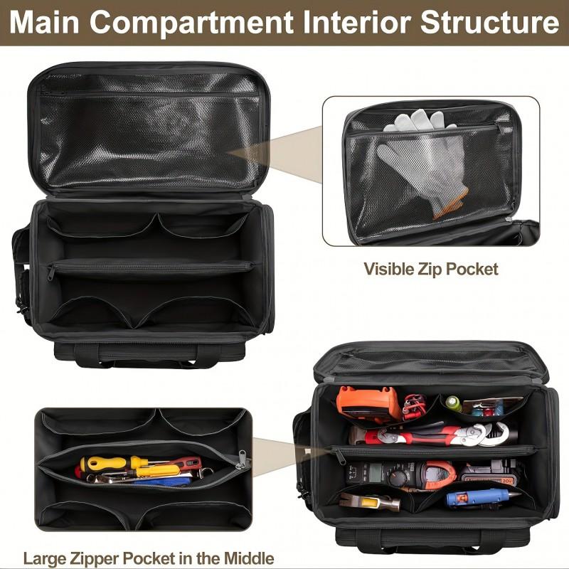 14 Inch Black Canvas Tool Bag Portable Handbag Electricians