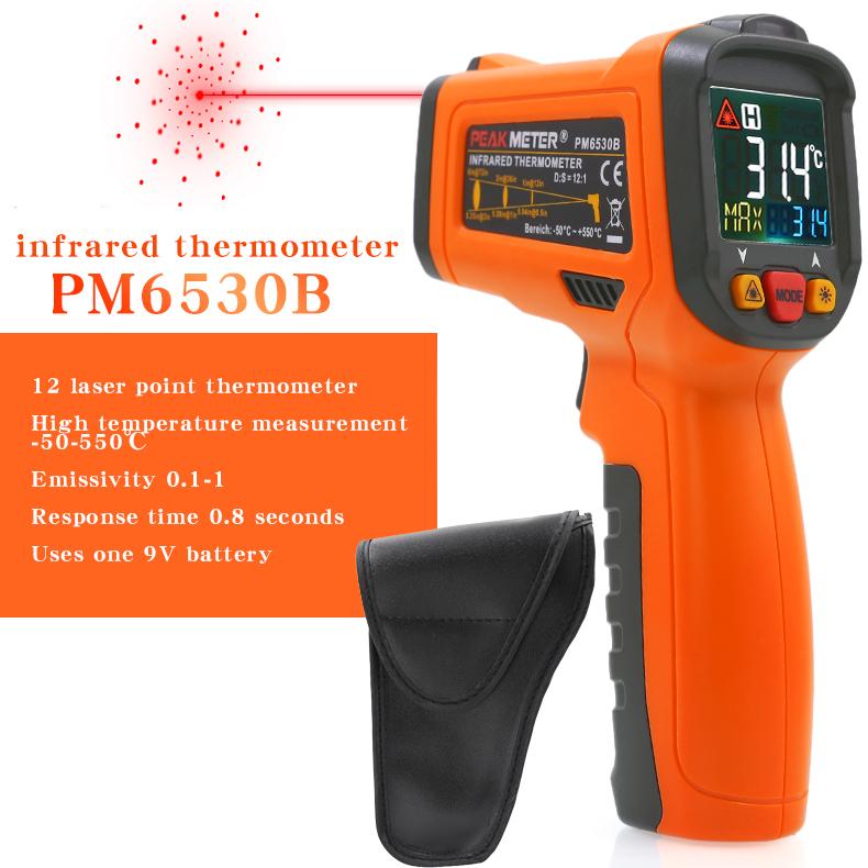 

PEAKMETER PM6530D Инфракрасный термометр Ручной электронный температурный пистолет Промышленный измеритель температуры Тестирование температуры масла
