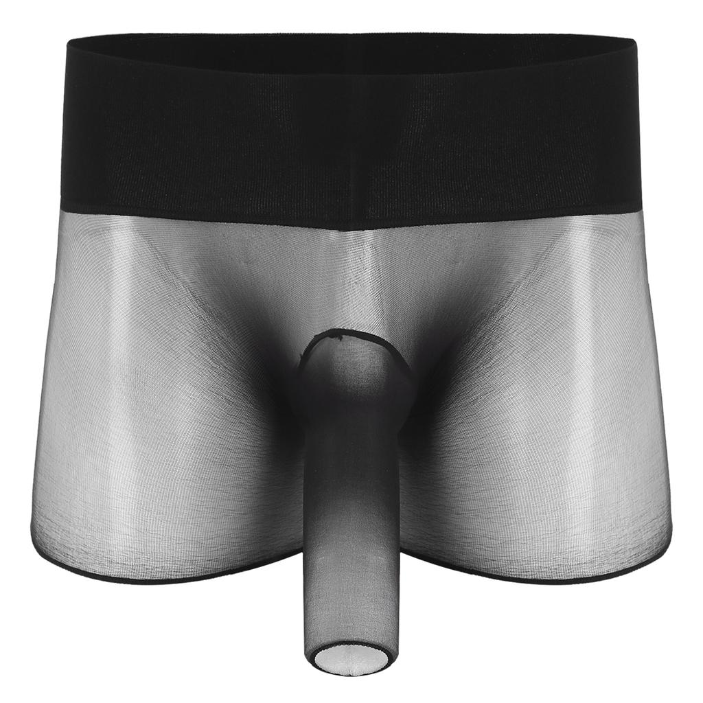 Herren Durchsichtig Ultra Dünn Hohe Taille Boxer-Shorts Hülle Dessous Unterwäsche