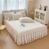 Korean Princess Crinkled Quilted Lace Bed Skirt: Thick Non-slip Mattress Protector