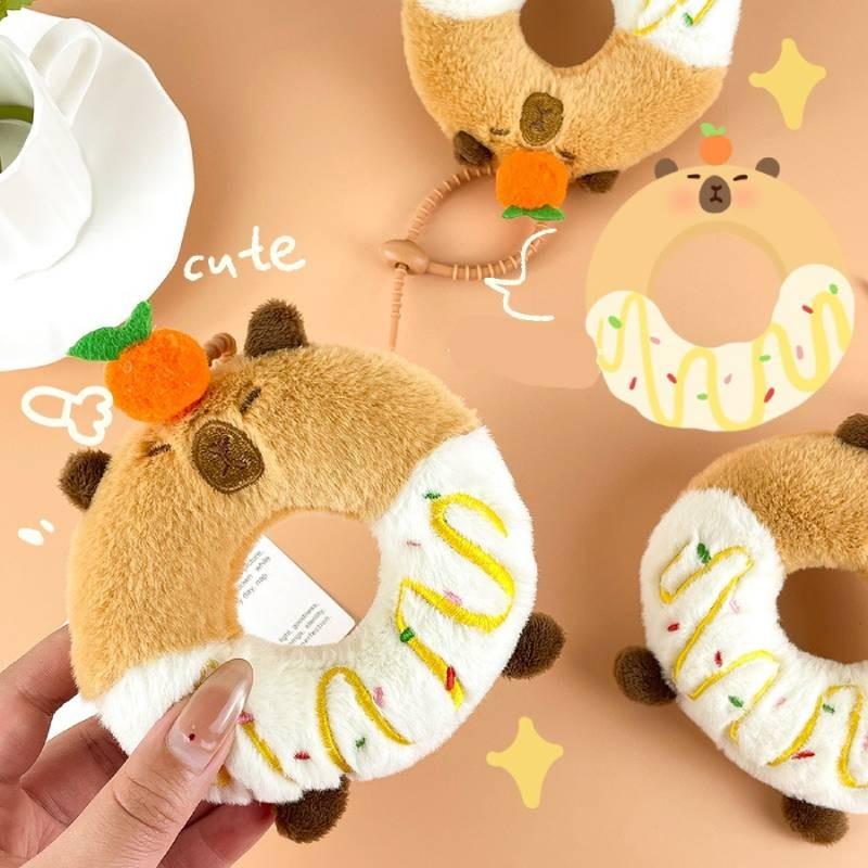 Plush Capybara Doughnut Stuffed Toy Animal Keychain Room Decoration Gifts Kid