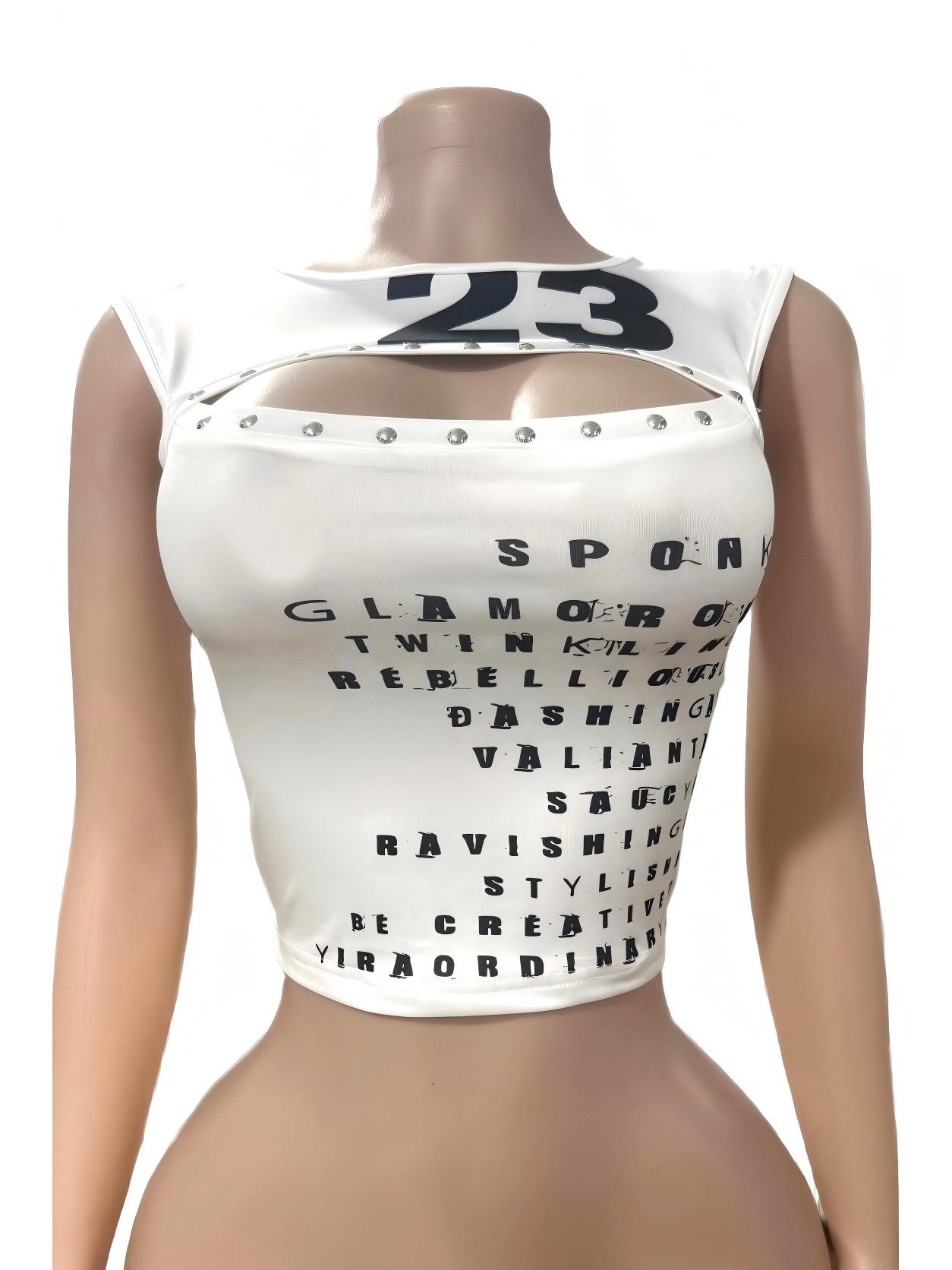 Сексуальный кроп-топ с принтом букв M белый
