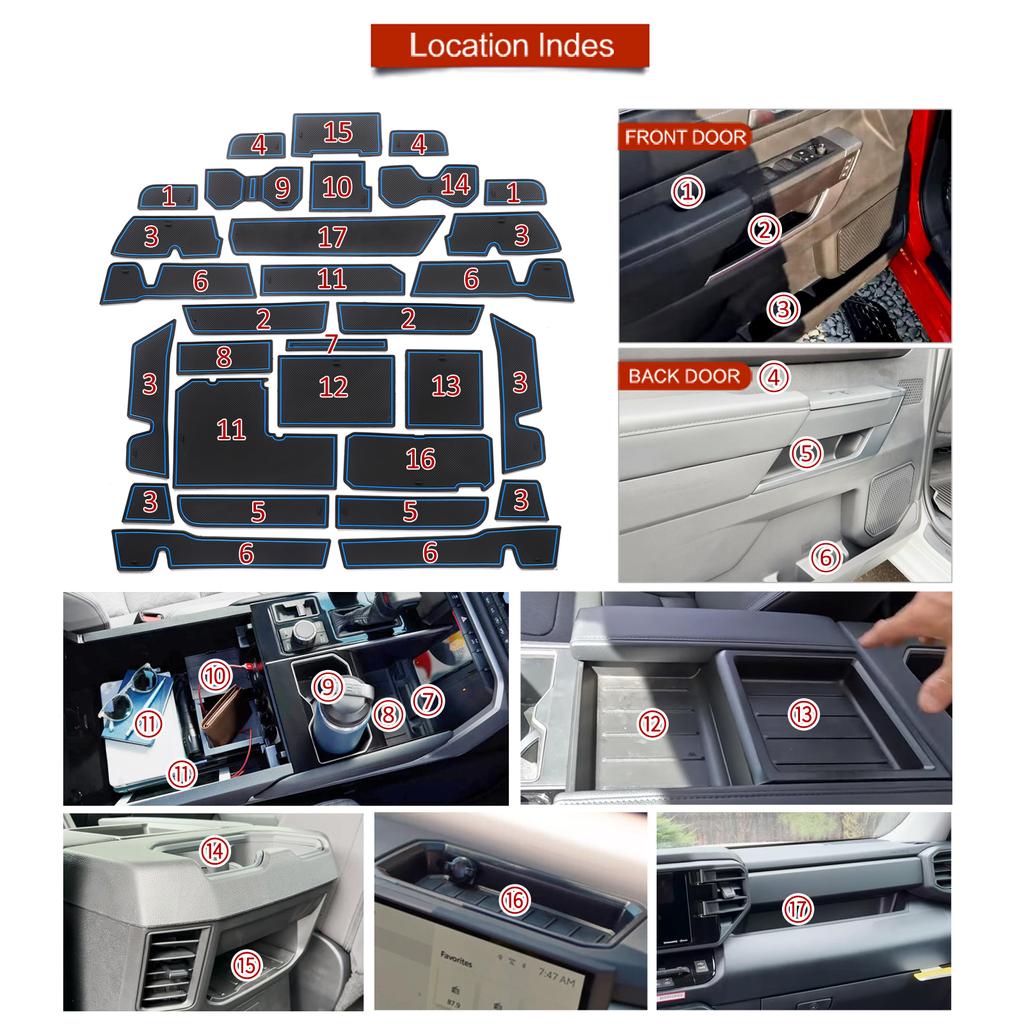 Smabee Gate Slot Cup Mat for Toyota TUNDRA 2024 Interior Accessories Anti-Slip Pad Non-Slip Door Mats Car Sticker Rubber Coaster