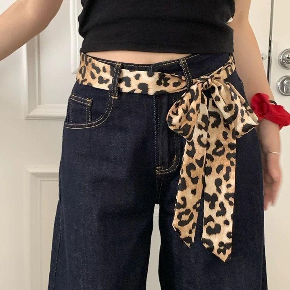 195*4cm Long Neck Scarf Leopard Print Women Belt Retro Leopard Scarf Women