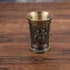 Retro Metal Cup Bronze Wine Glass 3D Relief Liquor Spirits Small Goblet Household Small Size Personality Cocktail Cup Home Decor