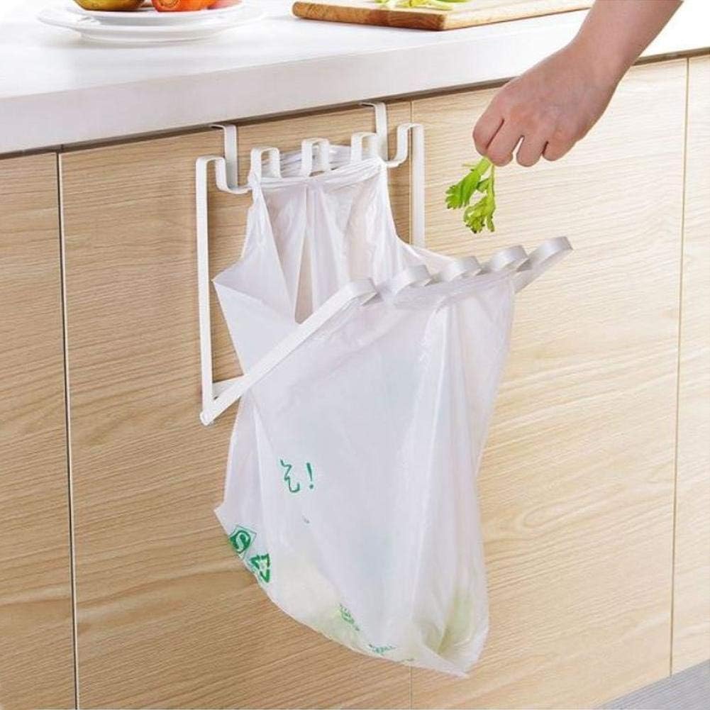 Household Waste Garbage Bag Hanging Rack Rubbish Bag Holder Kitchen Cabinet Bag Rack Holder Accessory Waste Bag Rack Kitchen Supplies(White)