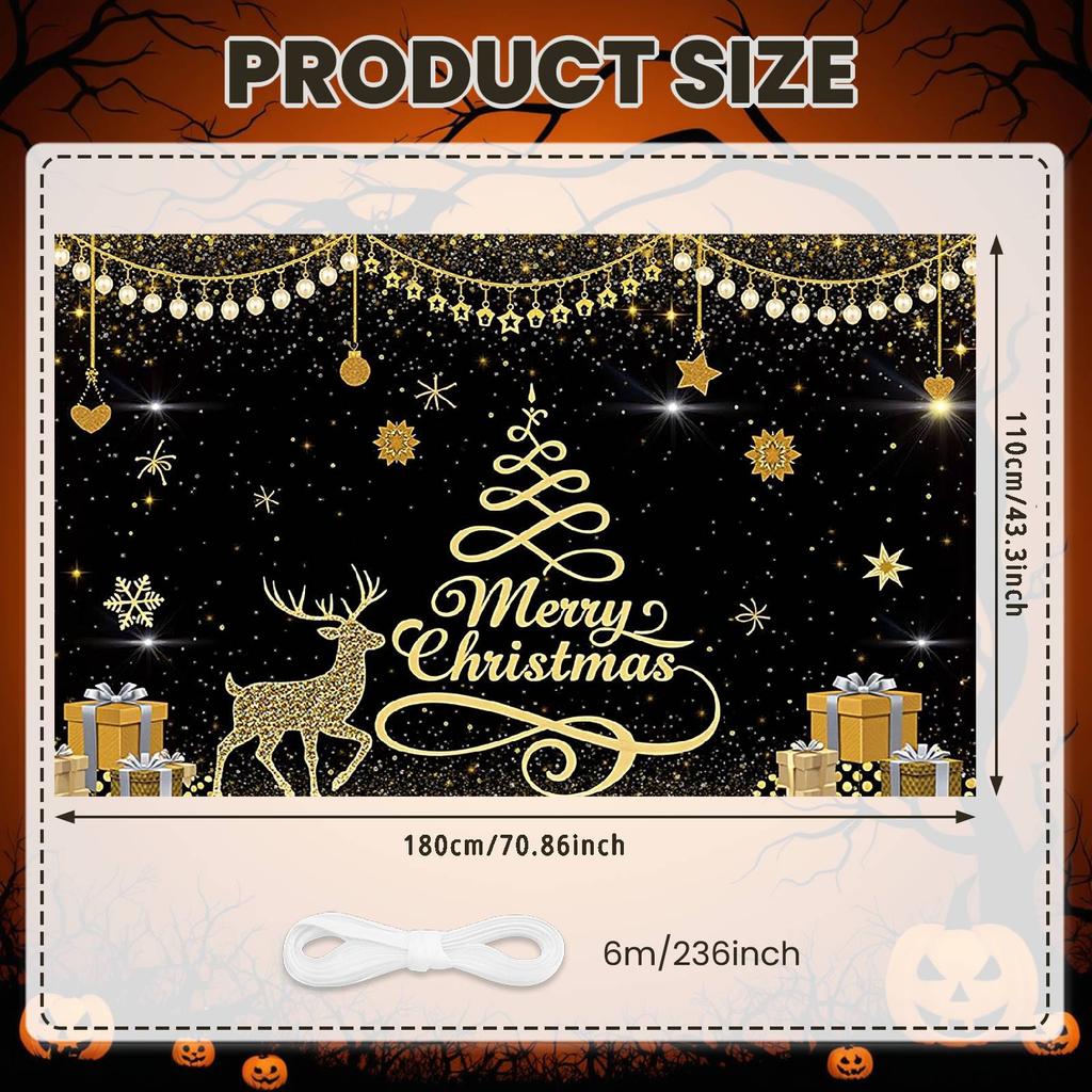 Christmas Backdrop Sparkling Decor Christmas Banner Christmas Tree Banner Snowflake Pattern For Home Decoration Indoor Party