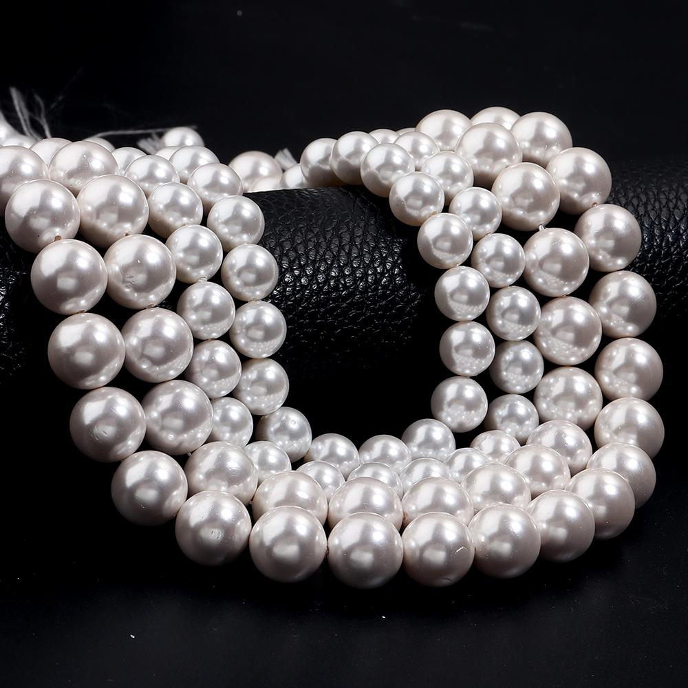 4/6/8/10/12mm Natural White Shell Pearl Beads Round Loose Spacer Beads For Jewelry Making DIY Bracelets Necklace Accessories
