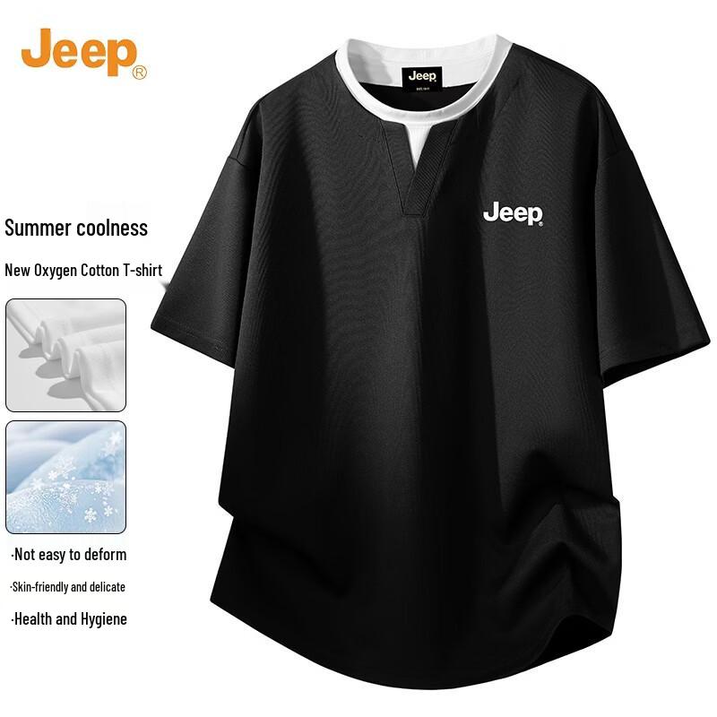 

JEEP Men s Faux Layered Breathable Short Sleeve T-shirt 3XL
