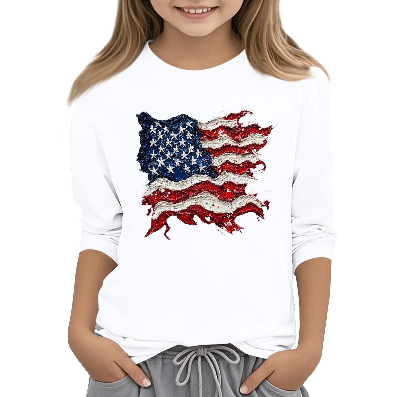 

Children s Fashion Printed Round Neck Three-quarter Sleeve Top Casual T-shirt 140 белый