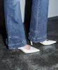 GOLDPERCENT Eyelet Hem Waistband Point Pocket Washed Bootcut Design Denim (Medium Blue / Women)