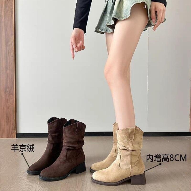 Pretty Feifei Pile Boots Women's Summer New Merad Western Cowboy Short Boots Medium Boots Martin Boots