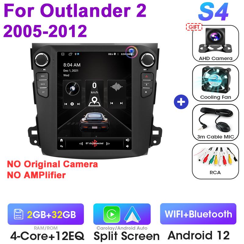2 Din Android 12 Car Radio For Mitsubishi Outlander Xl 2 2005-2012 For Citroen C-Crosser 2007-2013 Multimedia Video Player GPS