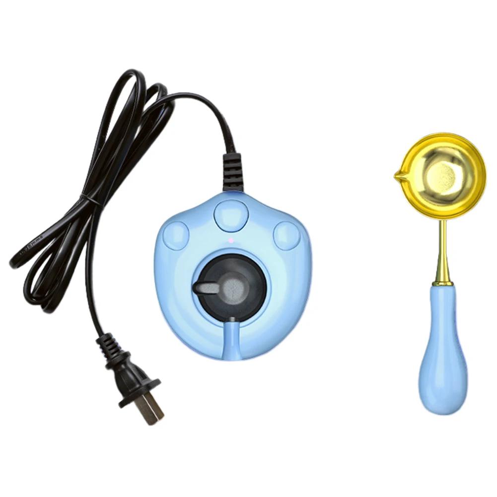 Elektrischer Siegelwachsofen mit Katzenpfote, DIY-Stempelset, Lackofen mit Holzgriff, Löffel, Schmelzofen, Heizung, Wachsperlenstab