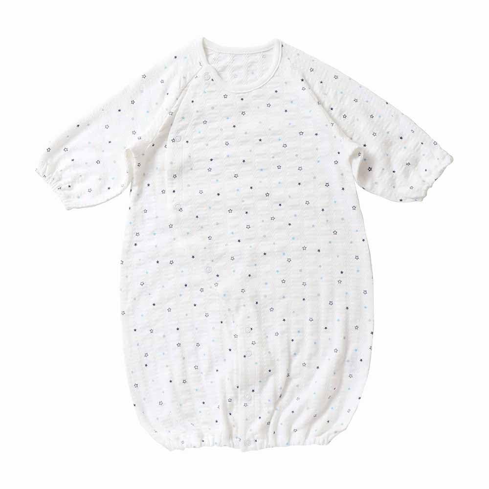 de Made in Japan Star Pattern All Star Dress All Jersey Striped Jacquard Snap Baby Clothes [Cream Coco] Two-Way Spring/Summer [Crotch