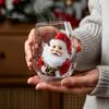 Cute Winter Beverage Cup Christmas Stemless Glass Cup, Santa Claus Decorative Drinking Glass, Holiday Party Souvenirs Transparent Water Mug