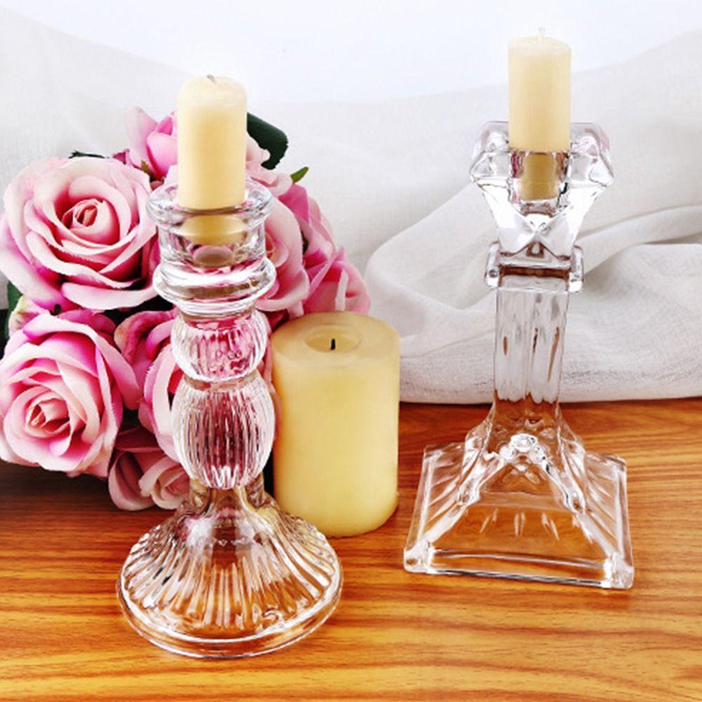 Transparent Roman Column Candlestick Vintage Simple Candles Stand  Table Centerpiece