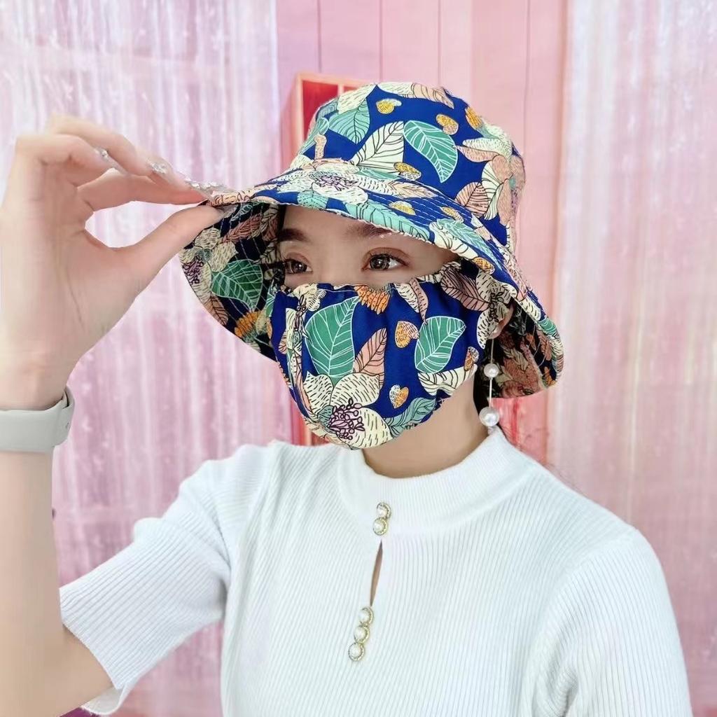 Chapeau de soleil d'été chapeau seau chapeau avec masque intégré protection solaire d'été chapeau de soleil protection solaire extérieure chapeau pour le visage
