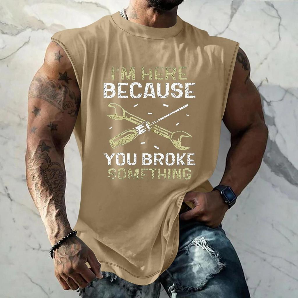 Canotta Casual da Uomo Senza Maniche Vestibilità Larga Maglietta da Palestra Grafica Stampata Allenamento Palestra Leggera Comoda Abbigliamento Estivo