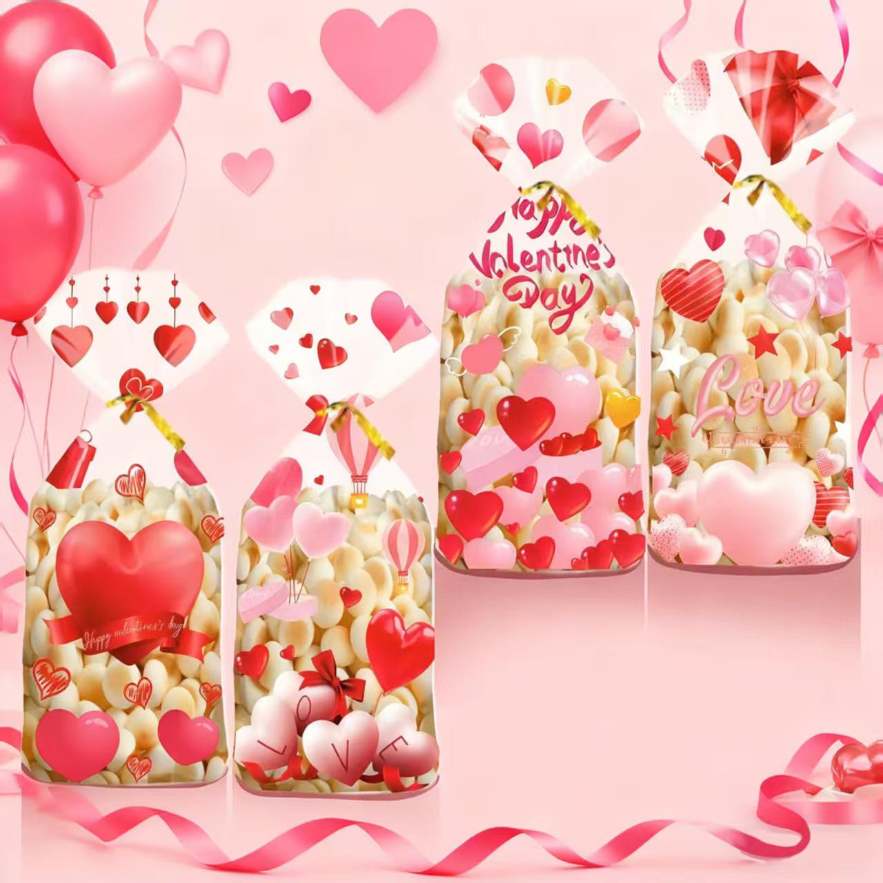 

Valentine s Day Flat-Bottomed Candy Bag Biscuit Snack Cellophane Gift Bag
