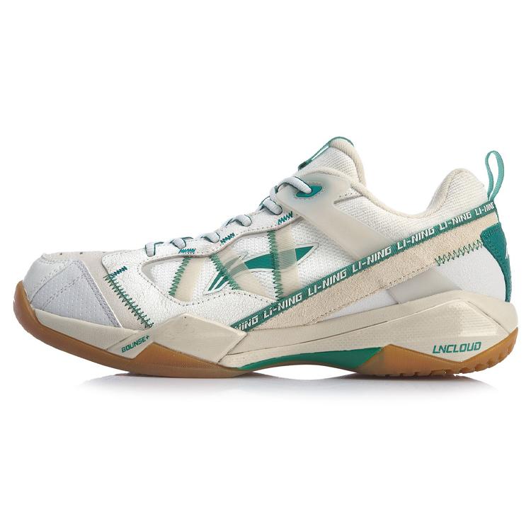 

new LiNing Cushioning Anti Slip And Wear Resistant Rebound Low Top Badminton Shoes Men s White Gray Green 40