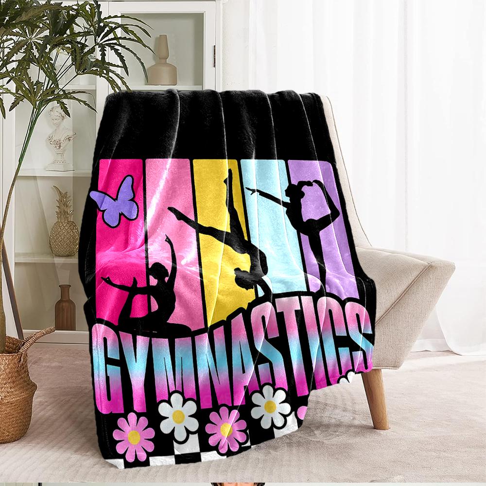 gymnastics Theme Printed Blanket - Perfect for Couch, Bed, Travel & Outdoor Use | Machine Washable, Cozy & Durable.