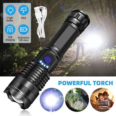 Leistungsstarke LED-Taschenlampe USB-wiederaufladbare Lampe Super große Reichweite Starke Lichtlampe Outdoor-Camping Tragbares wasserdichtes Licht