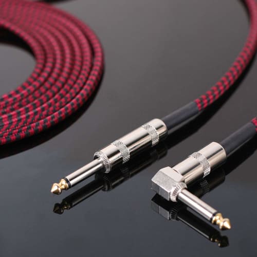 BESTU 3m Shielded Guitar Cable for Guitar, Bass, Electronic Drums, and Drums, 6.35mm Noise-Canceling Shielded Professional Cable with Fabric Braid, St