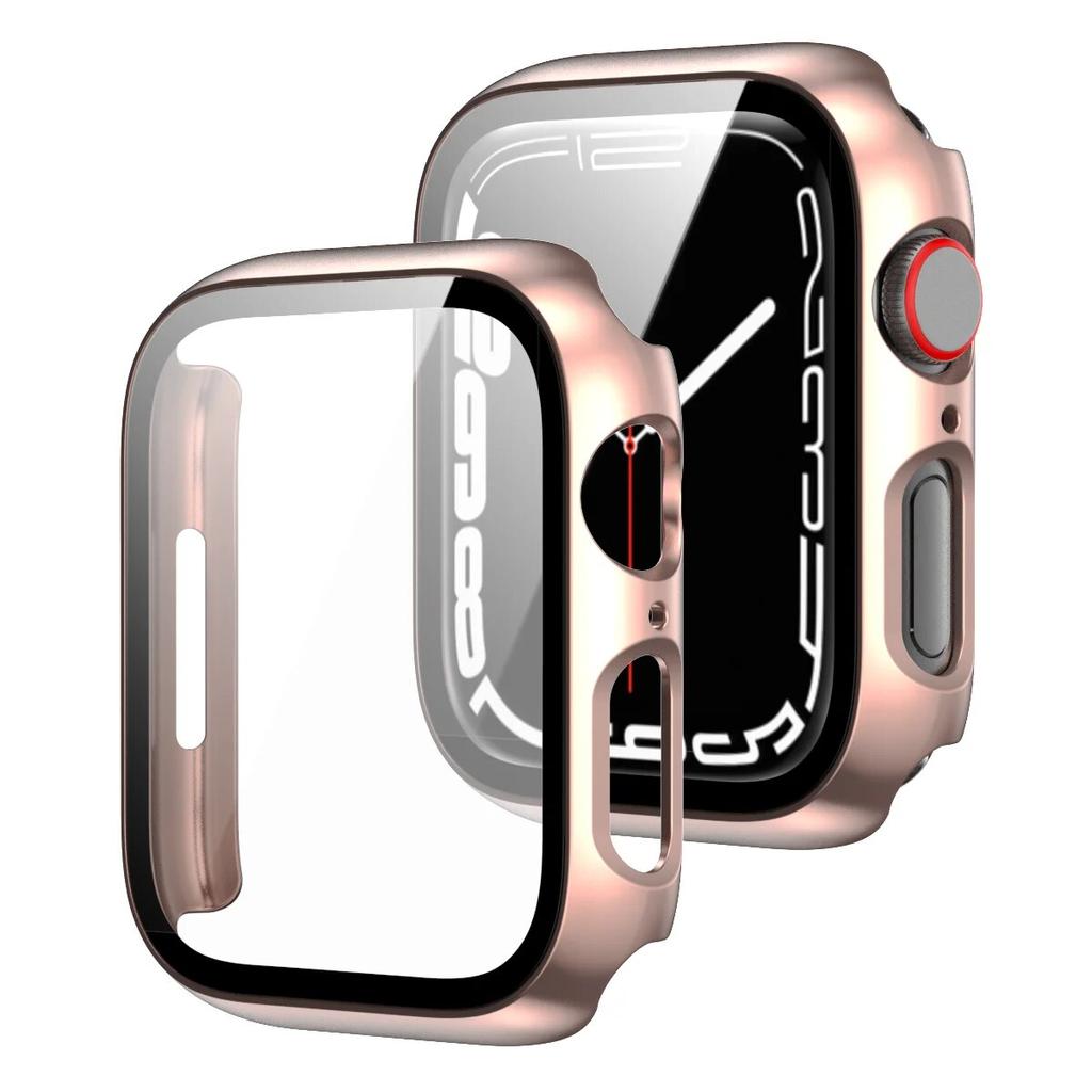 Tempered Glass+Cover For Apple Watch Case 45mm 41mm 44mm 40mm 42mm Screen Protector Apple Watch Accessories Serie 9 4 5 6 SE 7 8