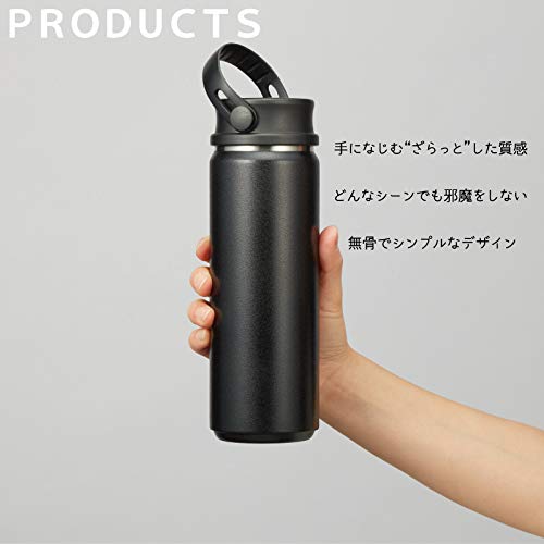 Gowell Zalatto Thermos Stainless Steel Water Bottle, Direct Drink, Vacuum Insulated, Keeps Drinks Hot or Cold (with Handle and Hook), Medium Size 500m