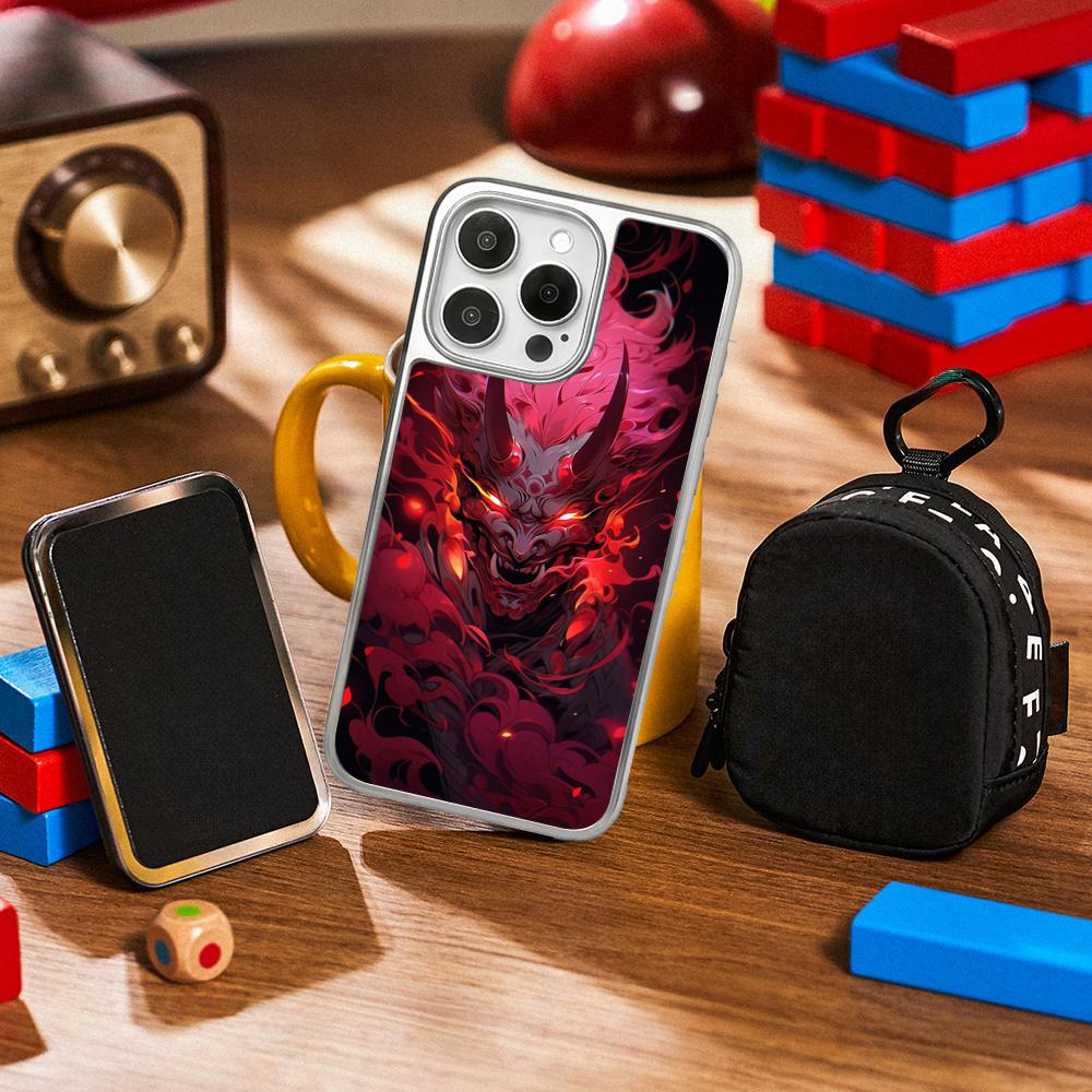 

Demon cool hip-hop pattern design Phone Case for iPhone 16 15 14 13 12 11 Pro Max Sheepskin Silver-edged protective case iPhone13Pro