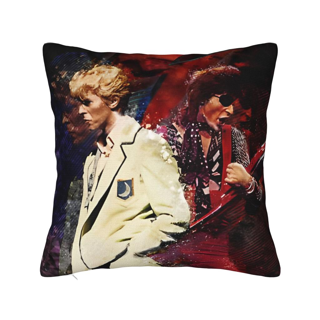 Vintage Rock Singer Lightningbolt Portrait Cushion Cover Soft Decorative Sofa Pillow Case