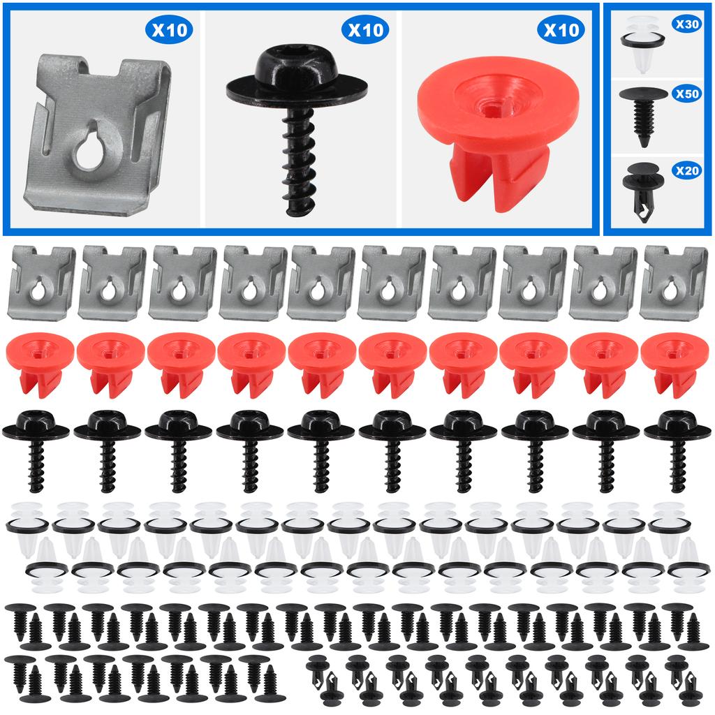 130pcs T30 Engine Splash Guard Undertray Cover Screw Bolt U Nut Clip for Ford  Escape Explorer Edge Transit ConnectW713297-S300
