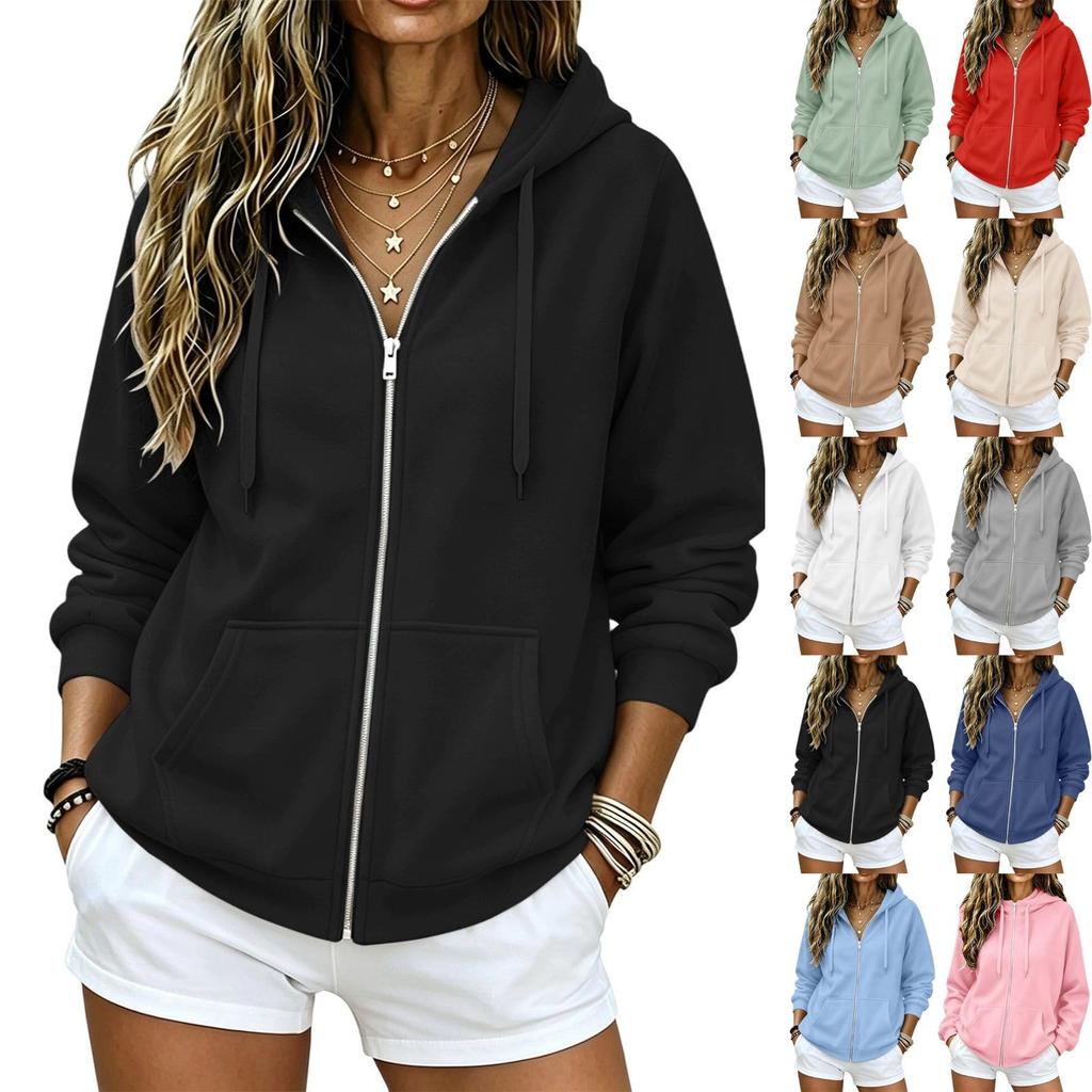 Women's Casual Zip Up Hoodie Sweatshirt Jacket with Pockets for Everyday Wear