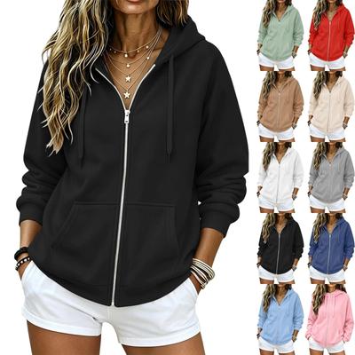 Sudadera con capucha y cremallera casual para mujer con bolsillos para uso diario