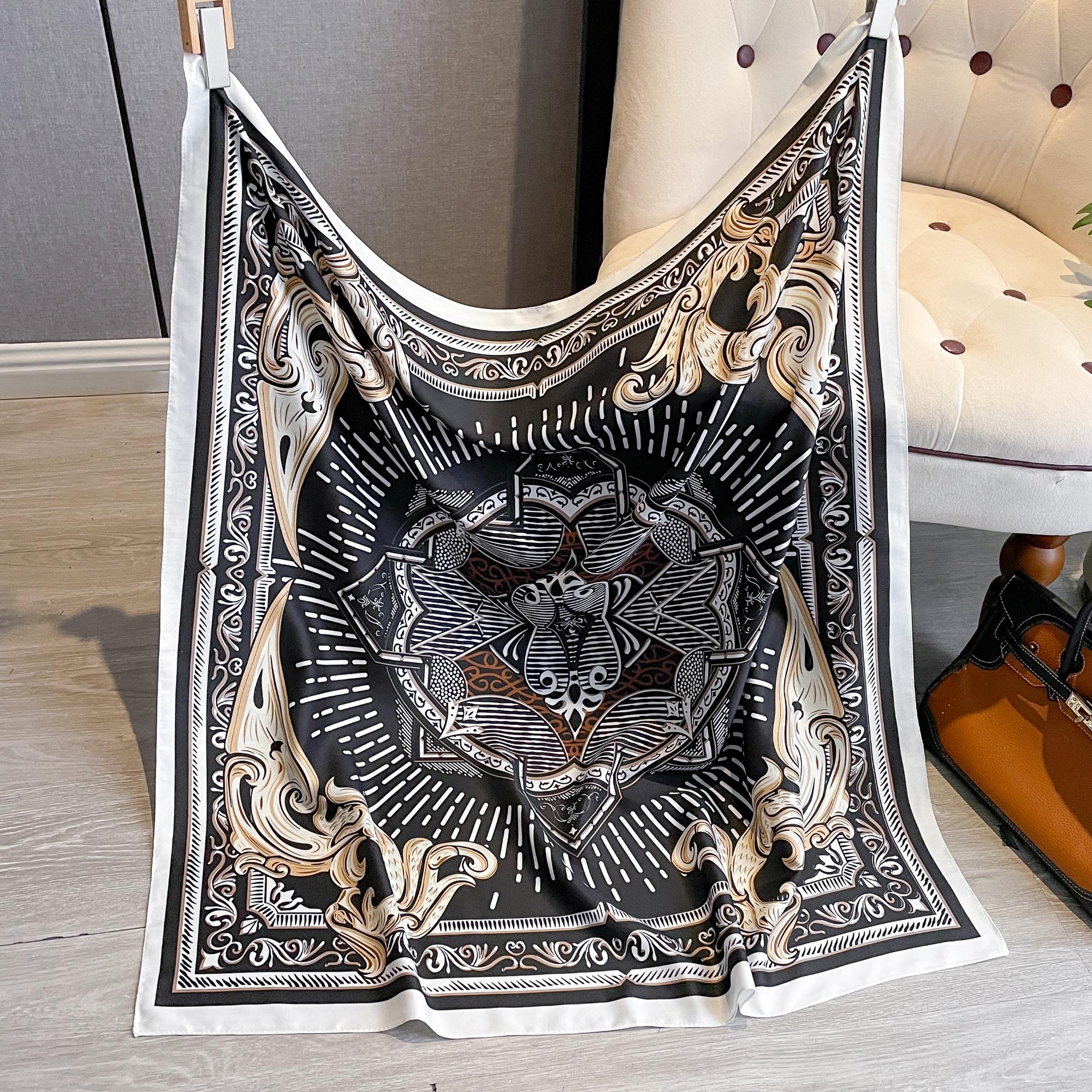 

90*90 см шелковые шарфы женские принт твил квадратная голова хиджаб дамский роскошный платок бандана женский кашне шифон фуляр лента