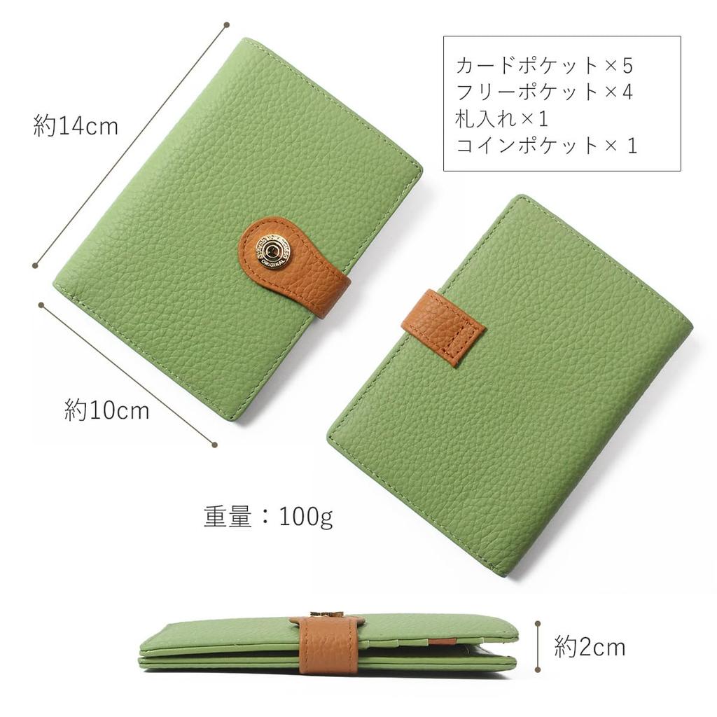 Blanc Pomme Damen Geldbörse aus echtem Leder, Zweifarbiges Design, Dünn und Stilvoll, Grün, bp-1087