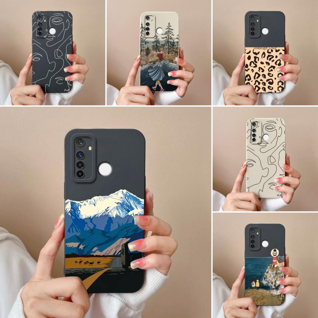 Cover Case For Oppo Realme X2 X7 V13 V15 Q5 Q5i Q Q3 Q3i Pro F29 A5 Spectacular Mountain Range Pattern Liquid Silicone Protective Cover For Oppo Shell