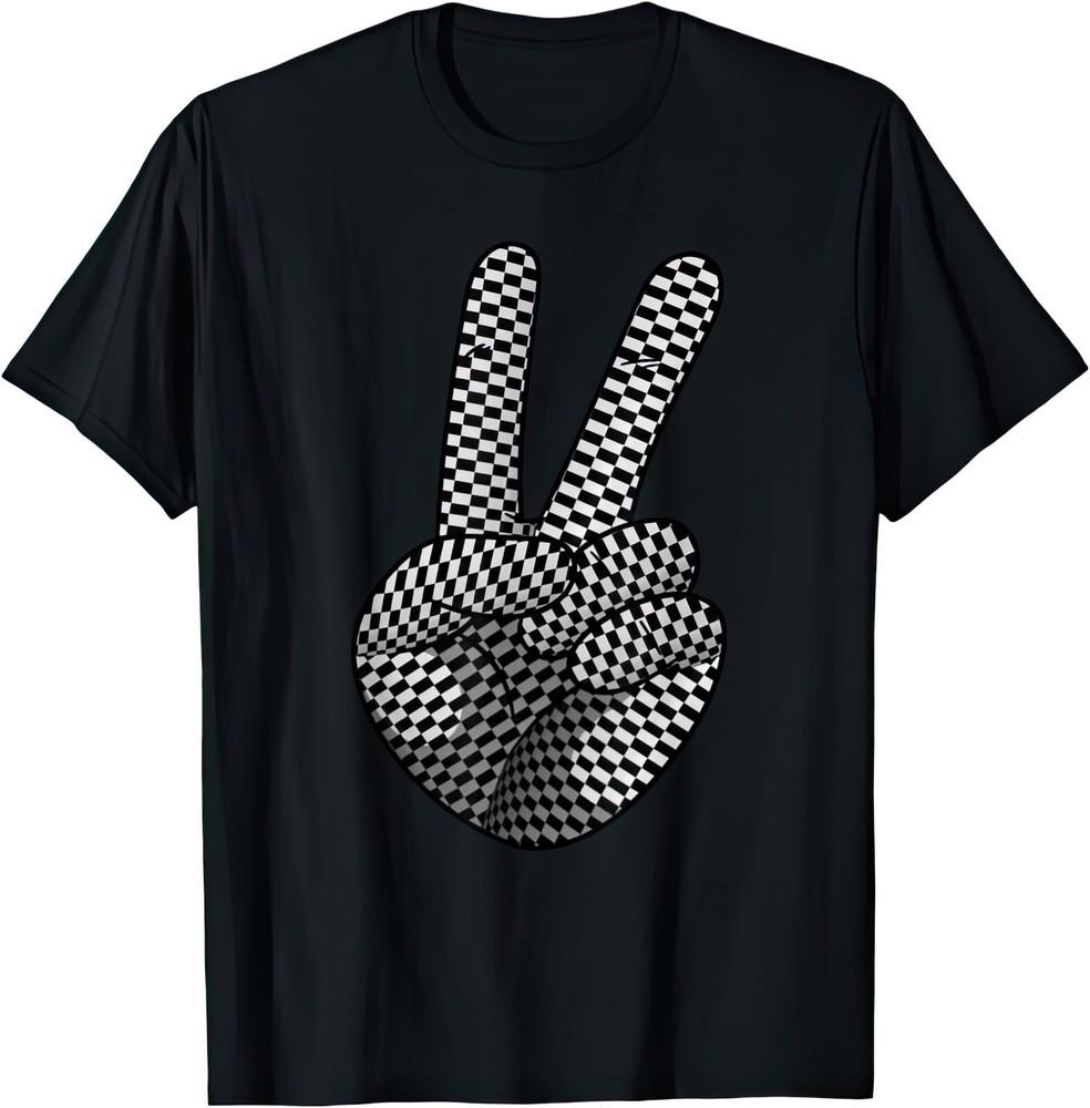 

Checkered Peace Sign T Shirt 4XL