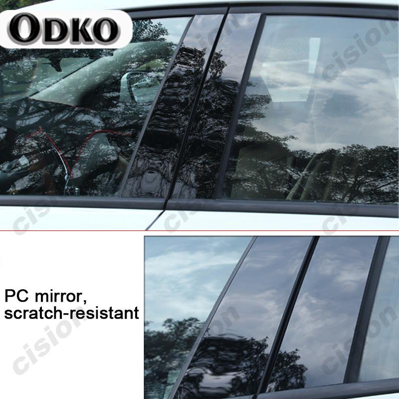 For Honda Jazz Fit GE 2008-2013 Window Door Column B C Pillar Post Cover Trim Carbon Fiber Glossy Black Mirror Effect PC Sticker