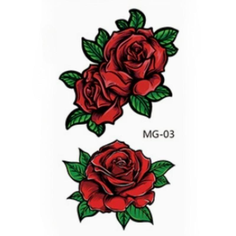 Waterproof Temporary Tattoo Stickers Beautiful Flower Rose Fake Flash Unisex Diverse And Skin Friendly Fashion Tattoos Painting