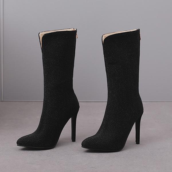 Green Black Women Mid Calf Boots High Heel Small Big Size 32 50